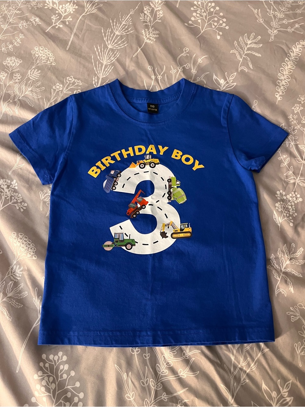 Blue 'Birthday Boy 3' Short-Sleeve Tee with Vehicle Graphic